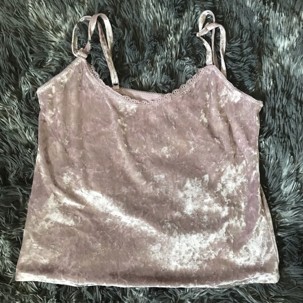 pink velvet pajama tank top